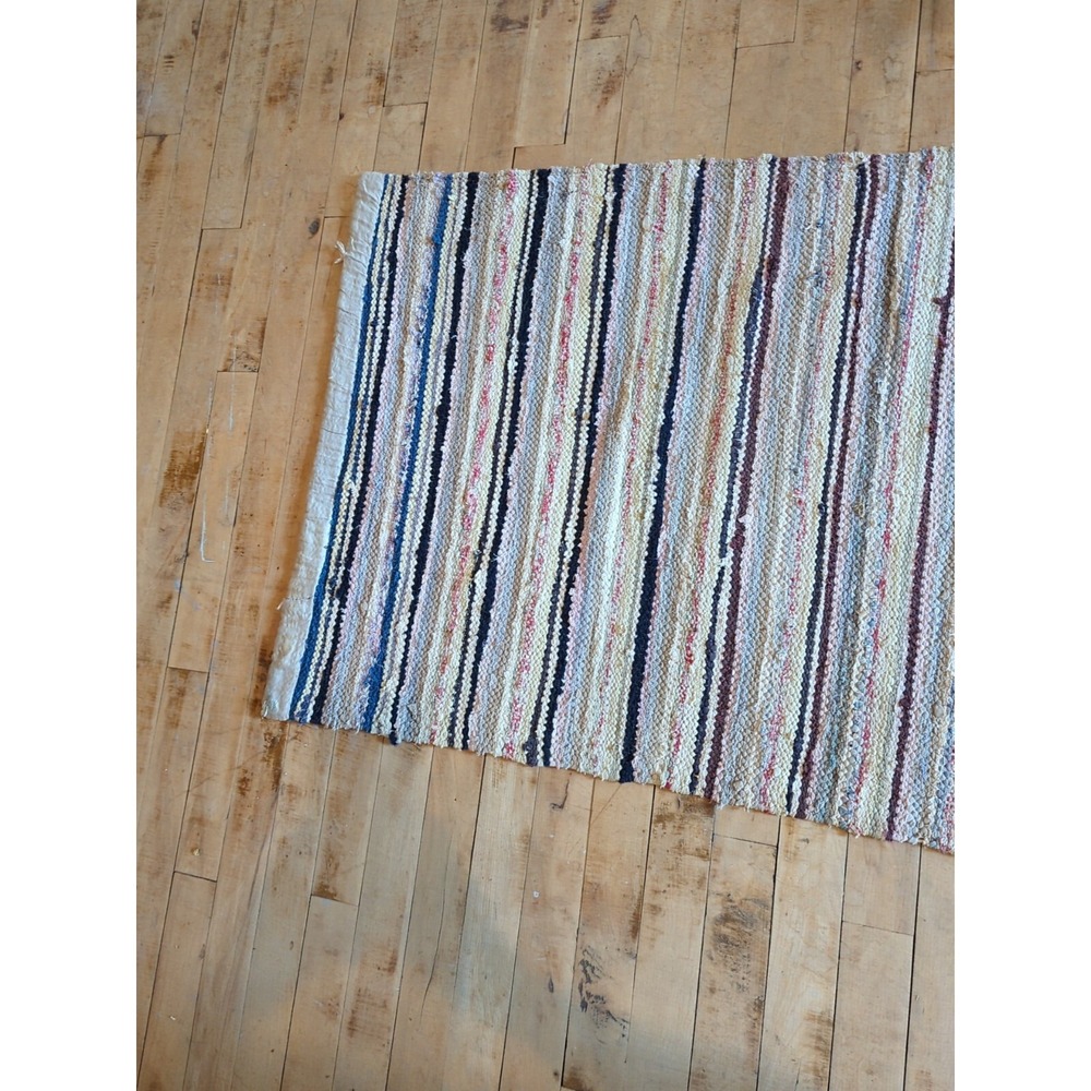 Antique Imported Swedish HandMade Rag Rug Runner (25 x 147 inches ) - Picture 9 of 9
